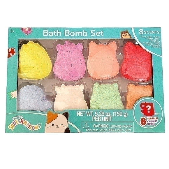 🛑 2 / $40 Sale! Squishmallow Bath Bomb Set (8 Count) with Surprise Charms NWT - Picture 1 of 9